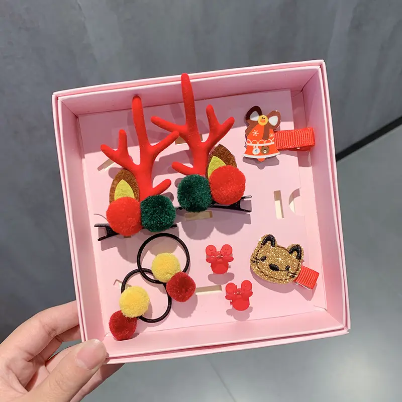 9-Piece Cute Christmas Hair Accessories Box for Kids