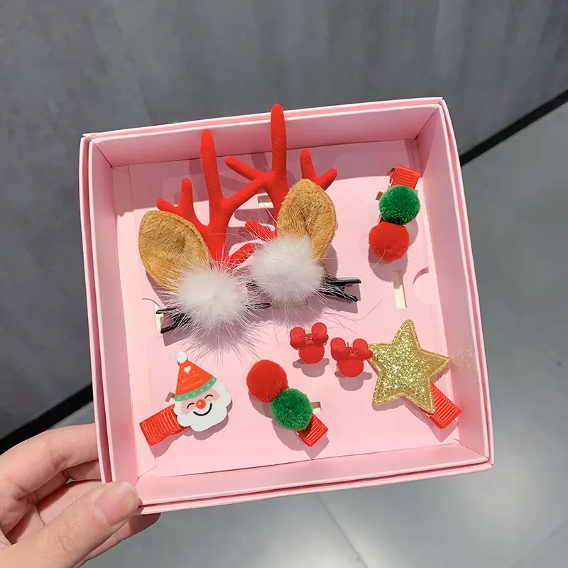 9-Piece Cute Christmas Hair Accessories Box for Kids