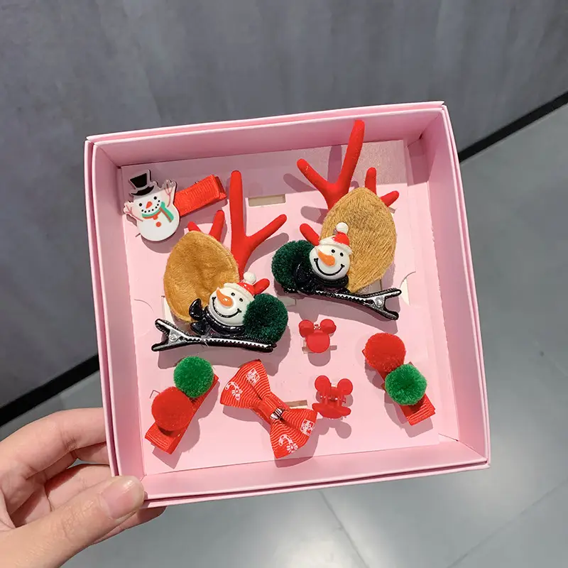9-Piece Cute Christmas Hair Accessories Box for Kids