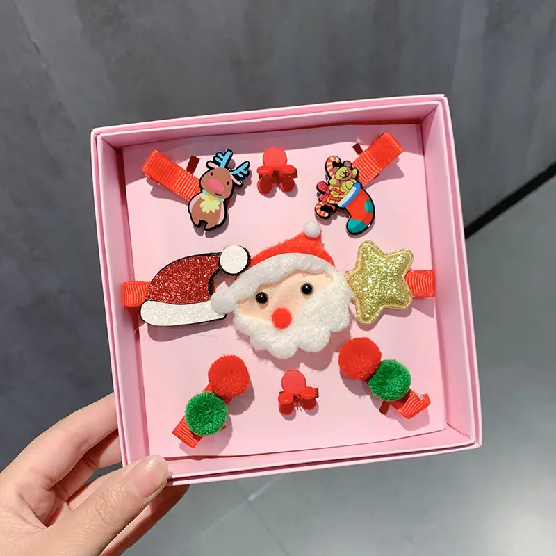 9-Piece Cute Christmas Hair Accessories Box for Kids