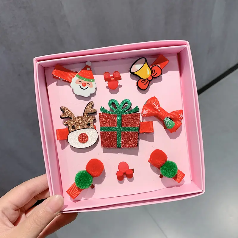 9-Piece Cute Christmas Hair Accessories Box for Kids