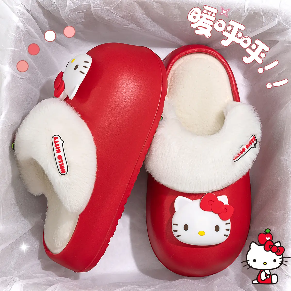 Hello Kitty Winter Plush Slippers Women Men Winter Snow Boots - Image 13