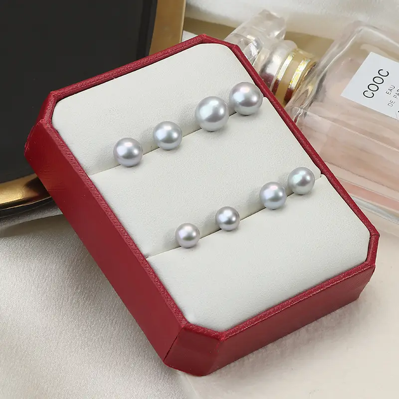 Zhenduo Hemp Gray Pearl Earrings S925 Silver