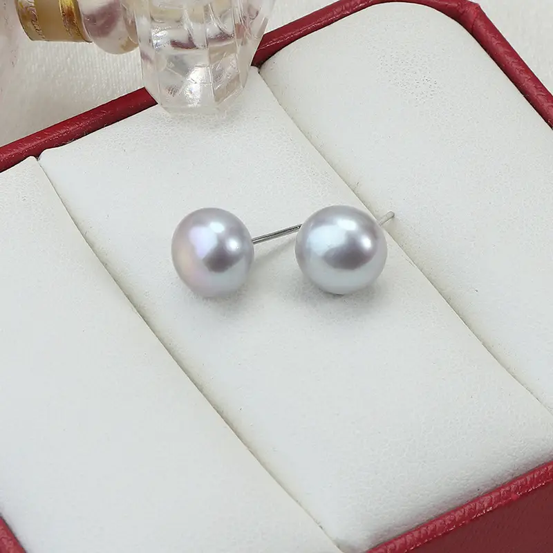 Zhenduo Hemp Gray Pearl Earrings S925 Silver