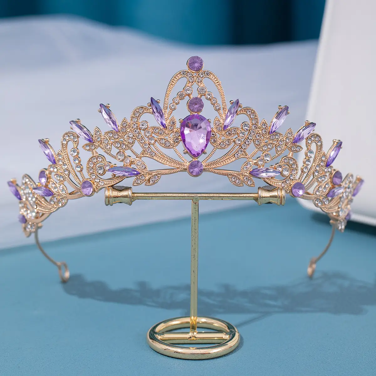 Cross Border Bridal Crown Hairband Pink Crystal Princess Party Accessory