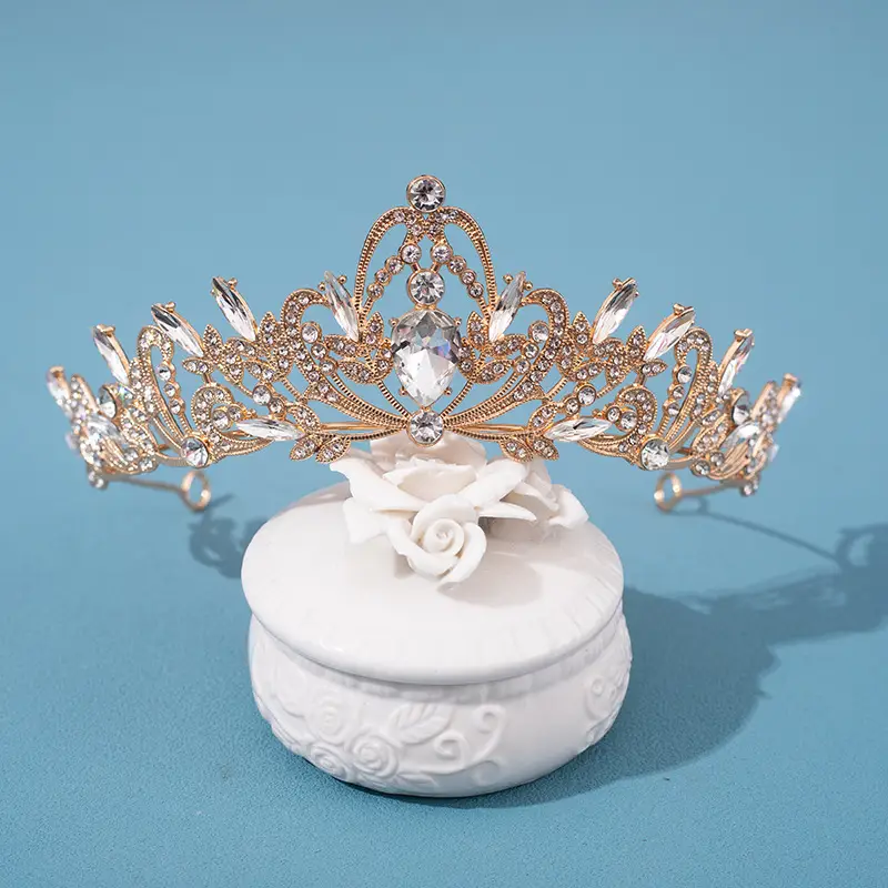 Cross Border Bridal Crown Hairband Pink Crystal Princess Party Accessory