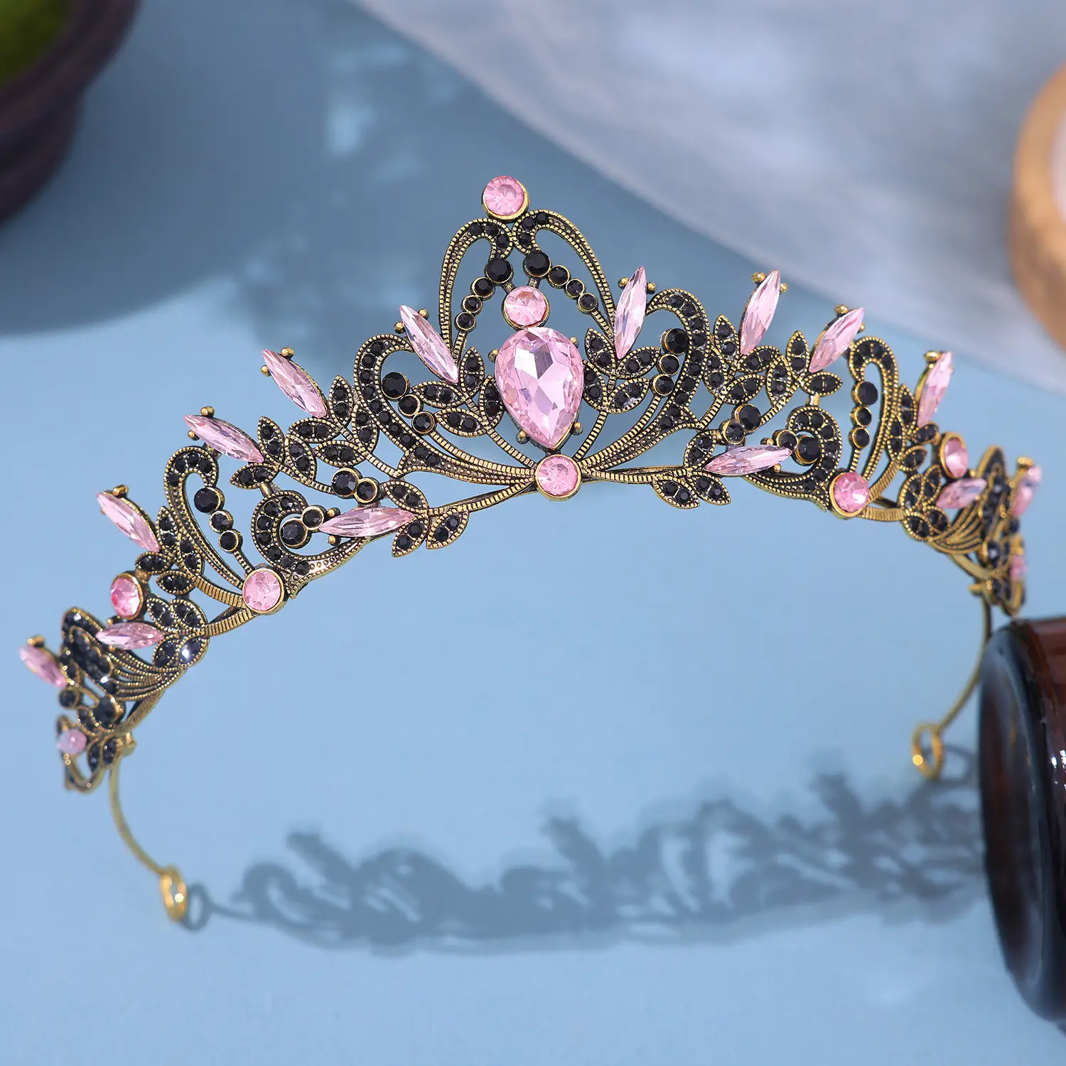 Cross Border Bridal Crown Hairband Pink Crystal Princess Party Accessory