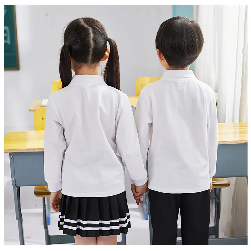 Pink Boys Girls Polo T-Shirt Long Sleeve Cotton — feature 6