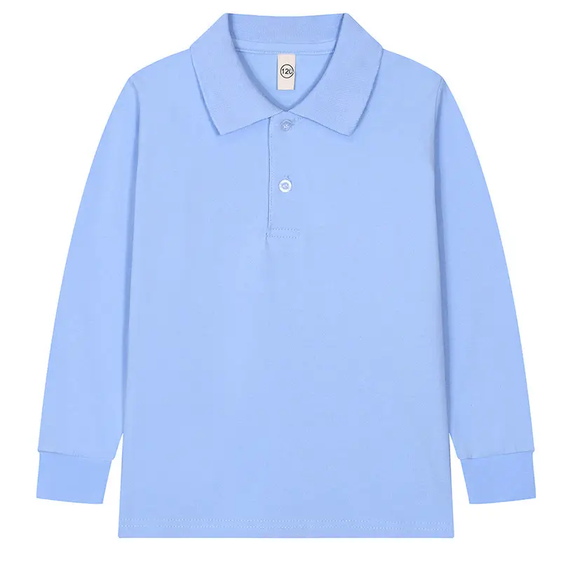 Pink Boys Girls Polo T-Shirt Long Sleeve Cotton - Image 12