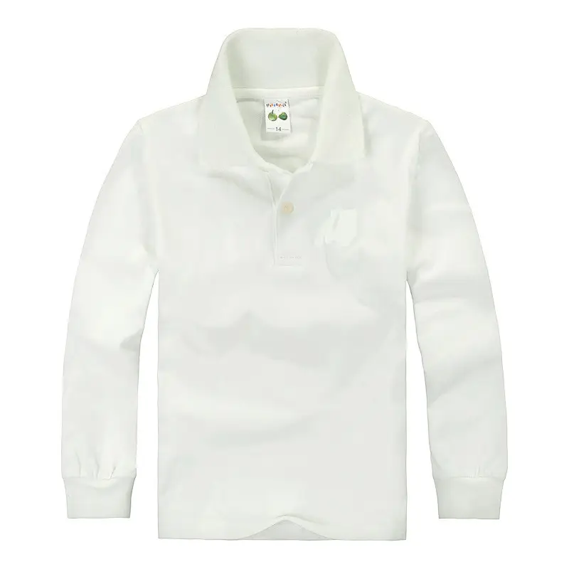 Pink Boys Girls Polo T-Shirt Long Sleeve Cotton - Image 14