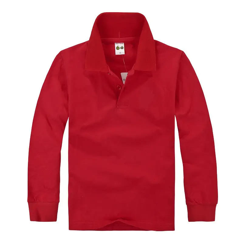 Pink Boys Girls Polo T-Shirt Long Sleeve Cotton - Image 16