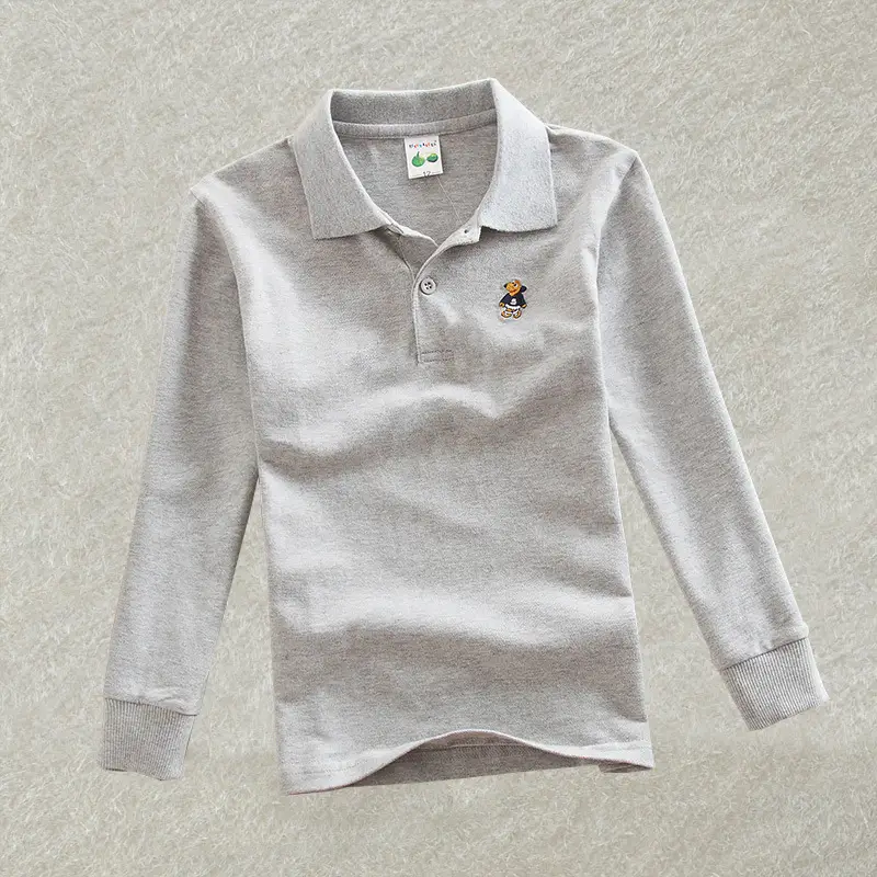Pink Boys Girls Polo T-Shirt Long Sleeve Cotton - Image 4