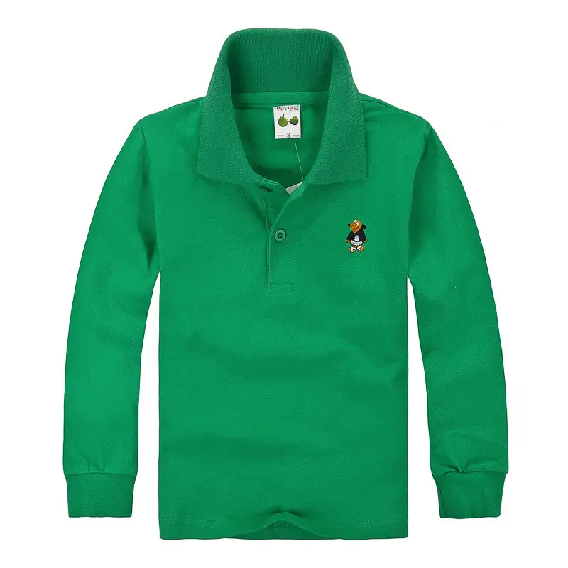 Pink Boys Girls Polo T-Shirt Long Sleeve Cotton - Image 5