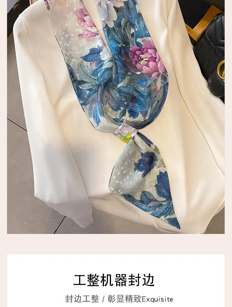 Silk Scarf Orange Green Floral Women's Belt Scarf — feature 4