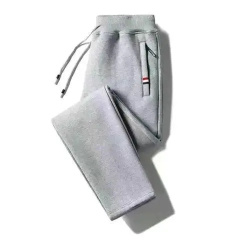 Men Fleece Lined Sports Pants Grey Stretch Loose Plus Size