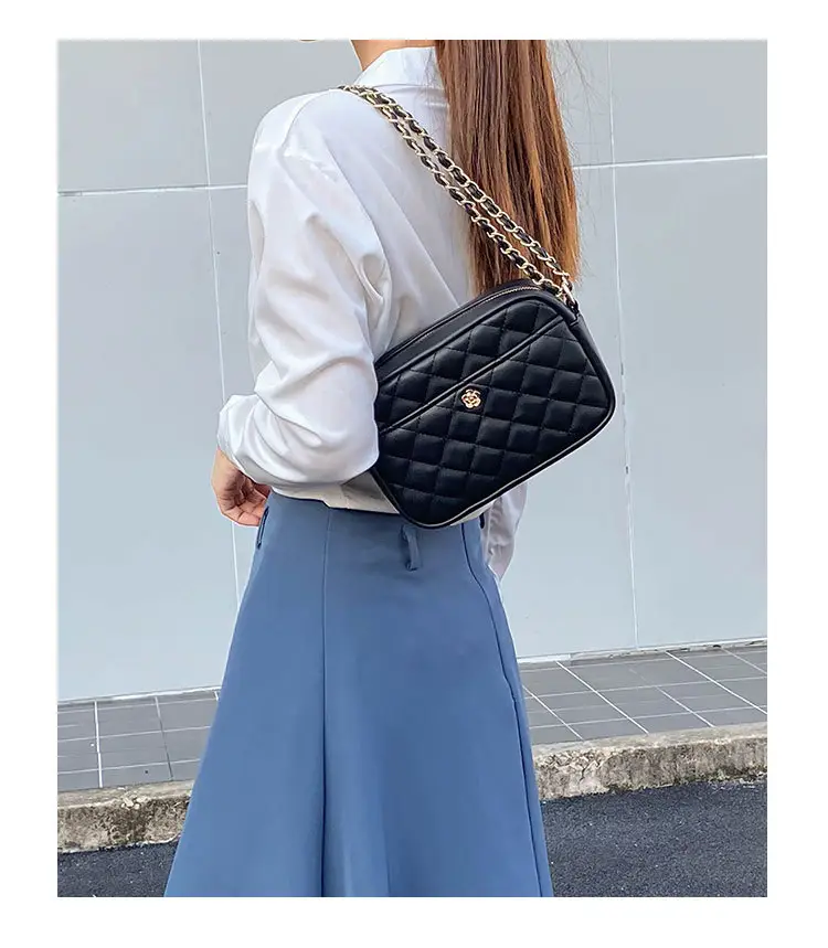 Trendy Women's Quilted Chain Bag Set White & Beige — feature 15