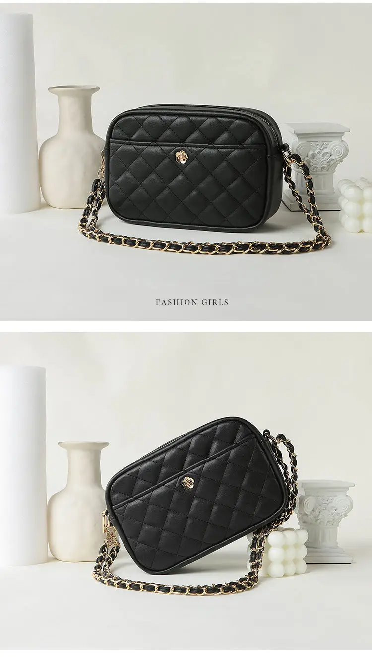 Trendy Women's Quilted Chain Bag Set White & Beige — feature 17