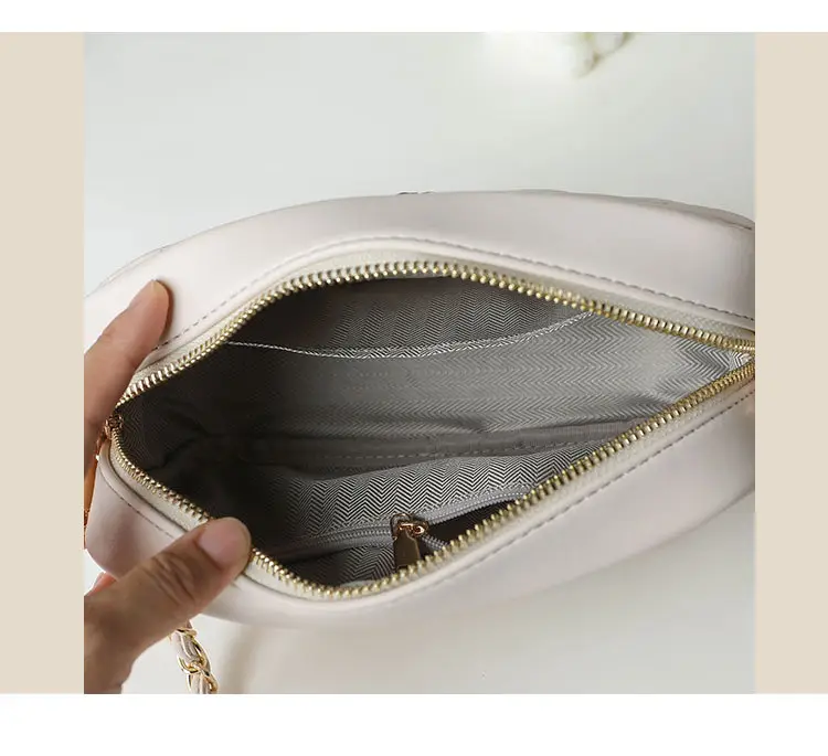 Trendy Women's Quilted Chain Bag Set White & Beige — feature 6