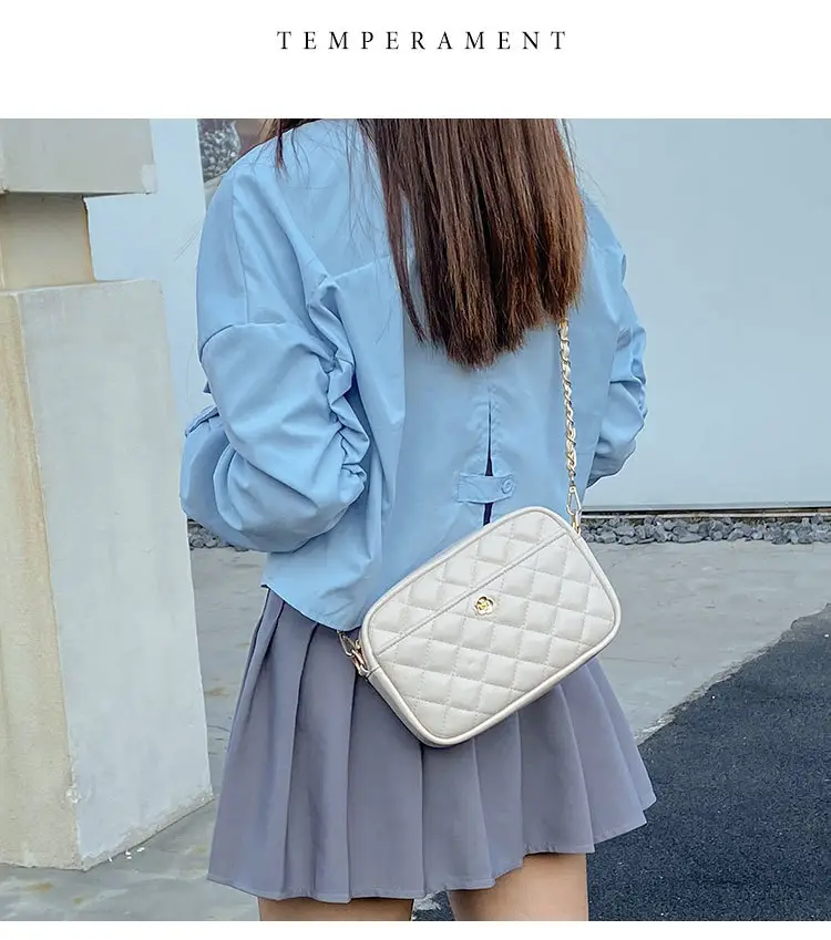 Trendy Women's Quilted Chain Bag Set White & Beige — feature 8
