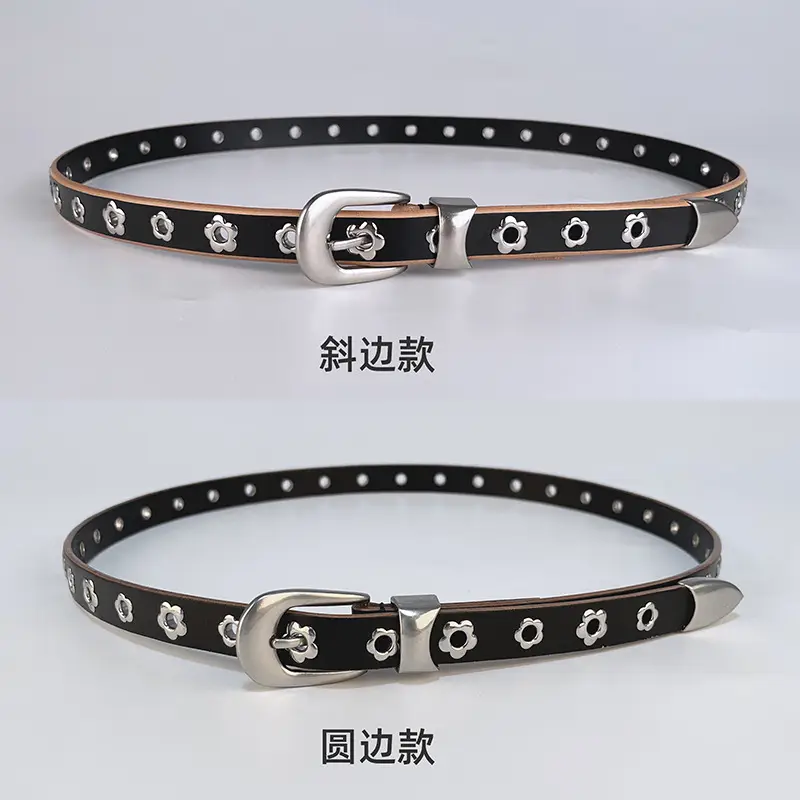 Rivet European American Genuine Leather Belt Black - Image 5