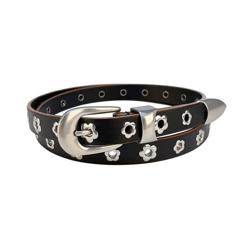 Rivet European American Genuine Leather Belt Black - Image 6