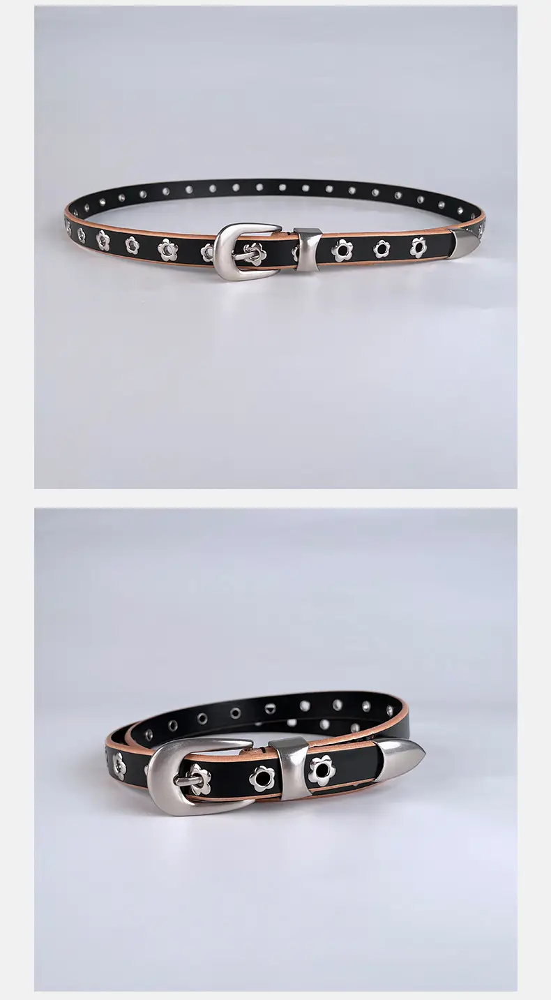 Rivet European American Genuine Leather Belt Black — feature 11
