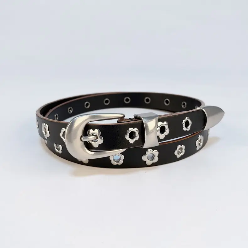 Rivet European American Genuine Leather Belt Black — feature 13