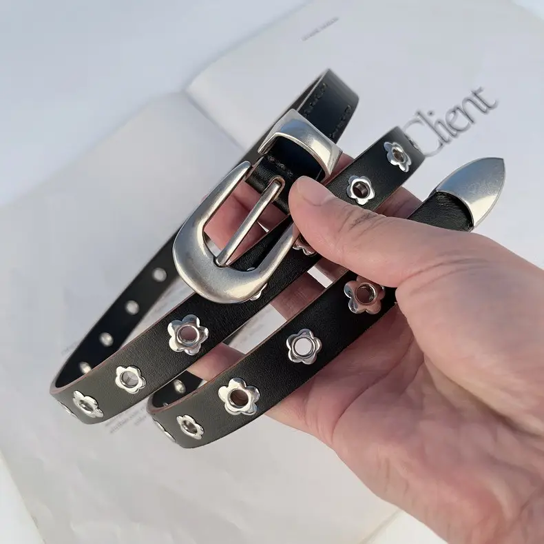 Rivet European American Genuine Leather Belt Black — feature 15