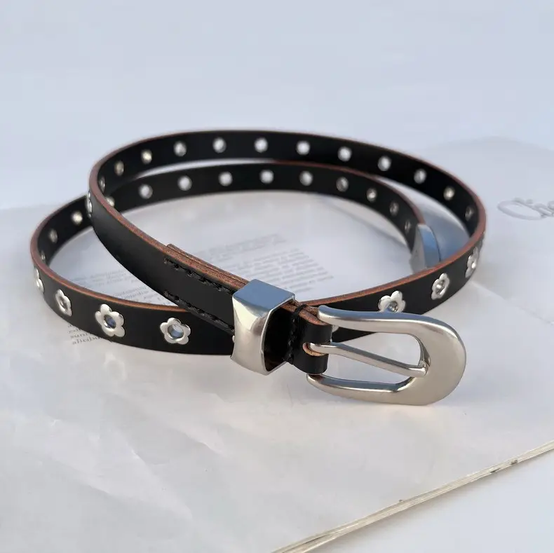 Rivet European American Genuine Leather Belt Black — feature 16