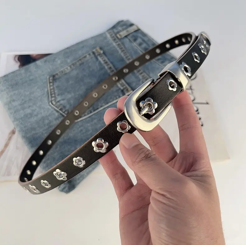 Rivet European American Genuine Leather Belt Black — feature 18