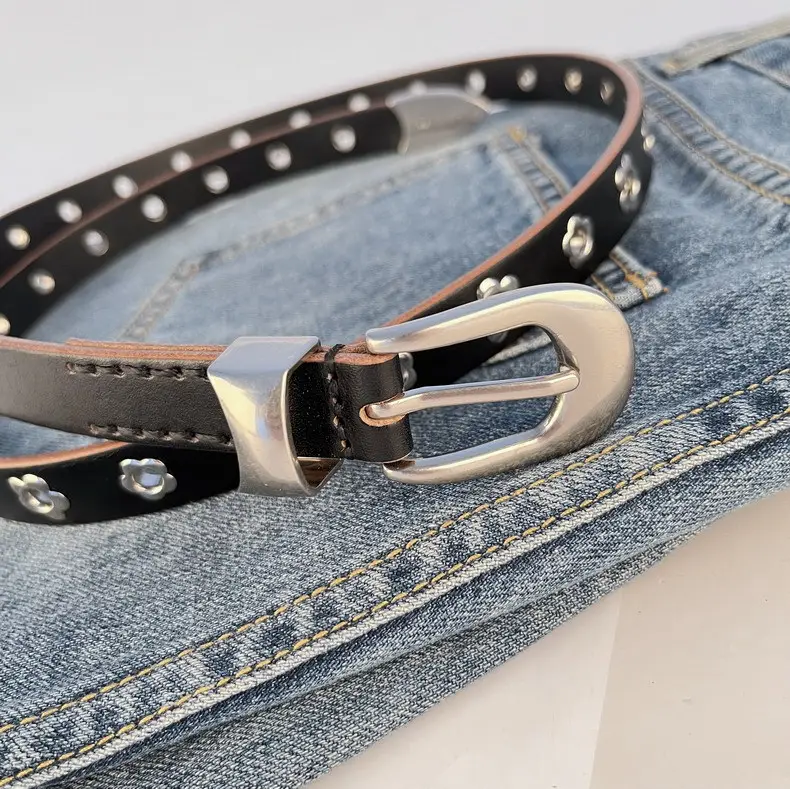 Rivet European American Genuine Leather Belt Black — feature 19
