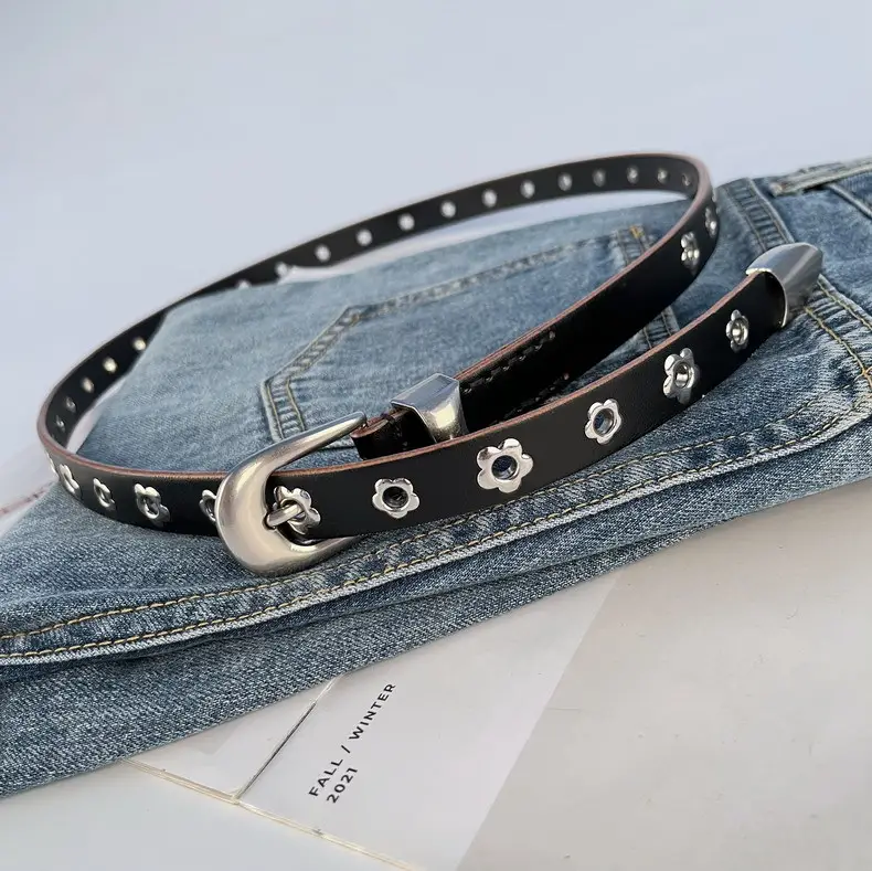 Rivet European American Genuine Leather Belt Black — feature 20