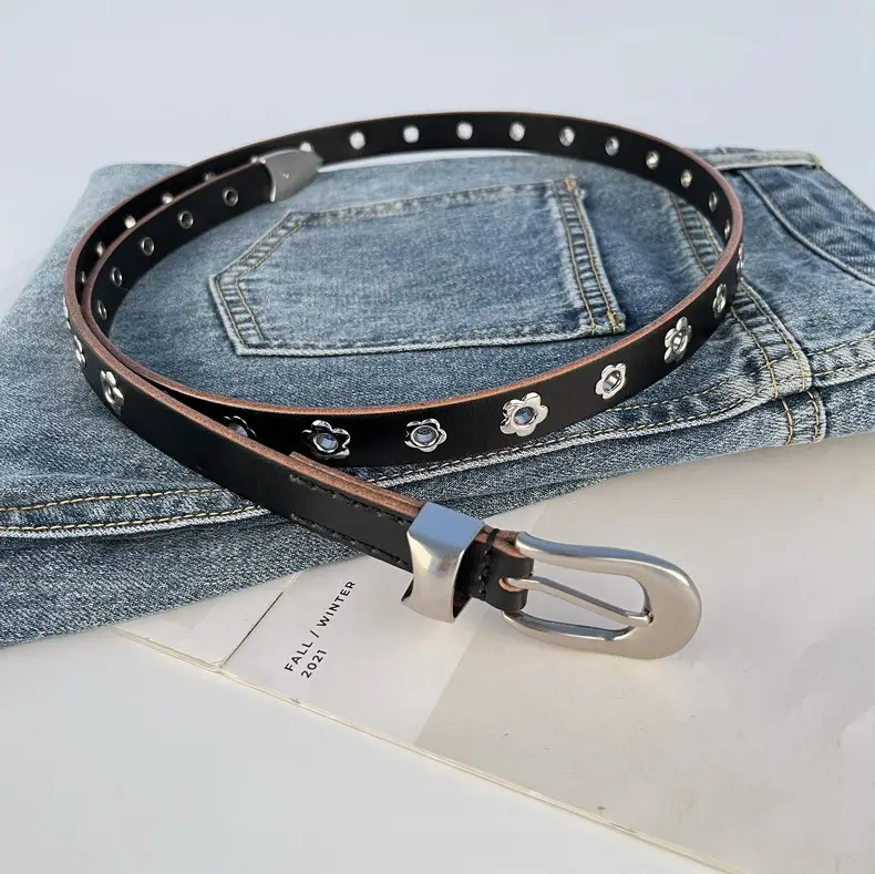 Rivet European American Genuine Leather Belt Black — feature 21