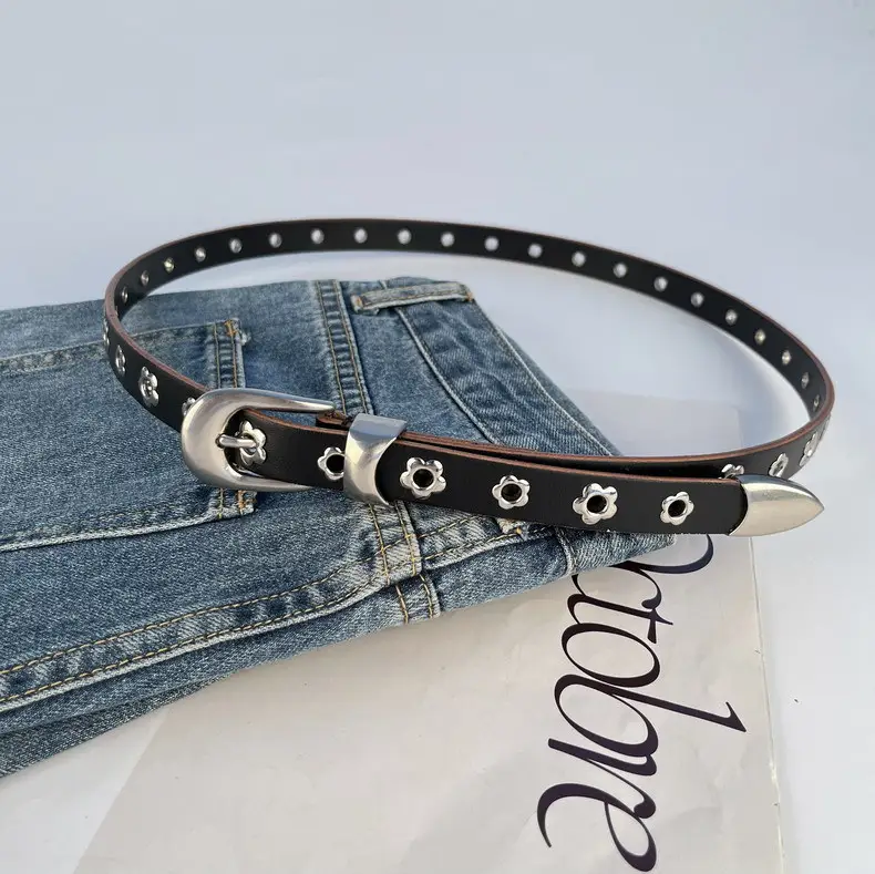 Rivet European American Genuine Leather Belt Black — feature 22