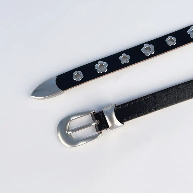 Rivet European American Genuine Leather Belt Black — feature 4