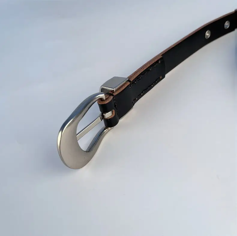 Rivet European American Genuine Leather Belt Black — feature 5