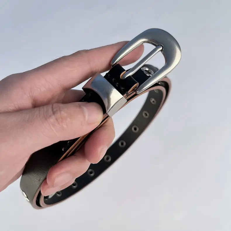 Rivet European American Genuine Leather Belt Black — feature 6