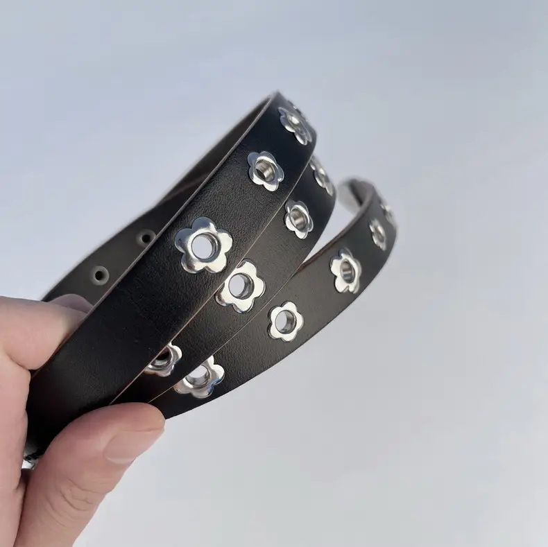 Rivet European American Genuine Leather Belt Black — feature 7