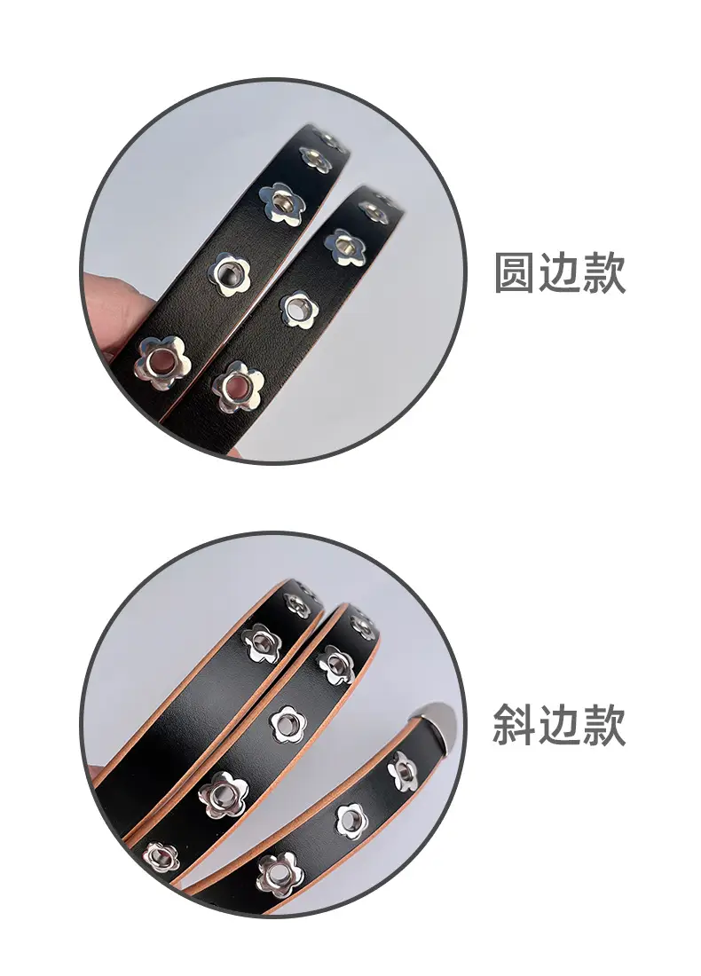 Rivet European American Genuine Leather Belt Black — feature 9