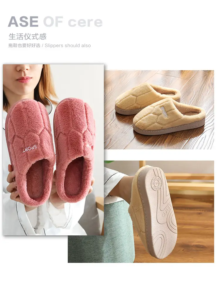 Women Cotton Furry Slippers Pink Running Warm Indoor Winter — feature 6