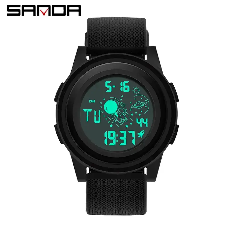Sanda Black Dynamic Spaceman Electronic Watch for Men Women - Image 7