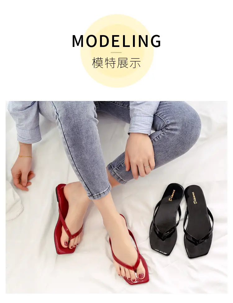 Women's Purple Square Toe Flip Flops Korean Style — feature 10