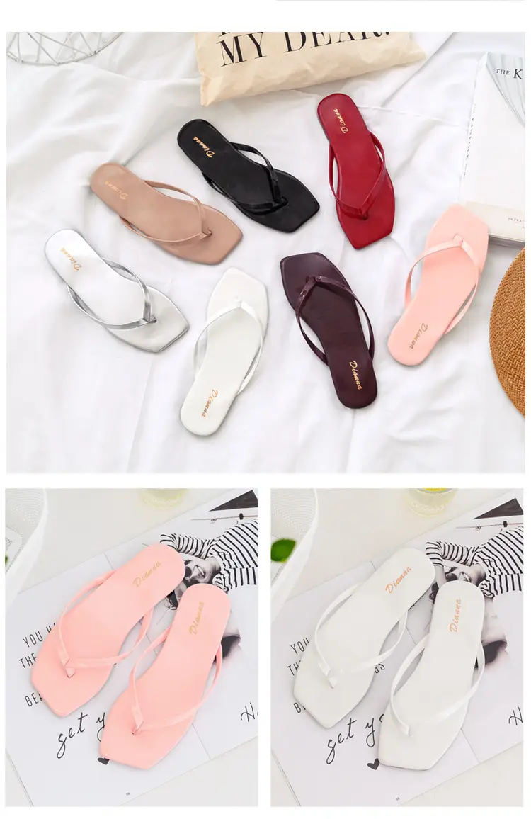 Women's Purple Square Toe Flip Flops Korean Style — feature 18