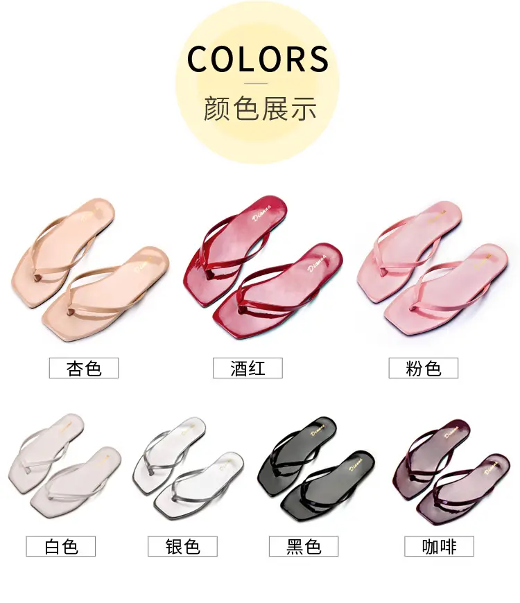 Women's Purple Square Toe Flip Flops Korean Style — feature 4