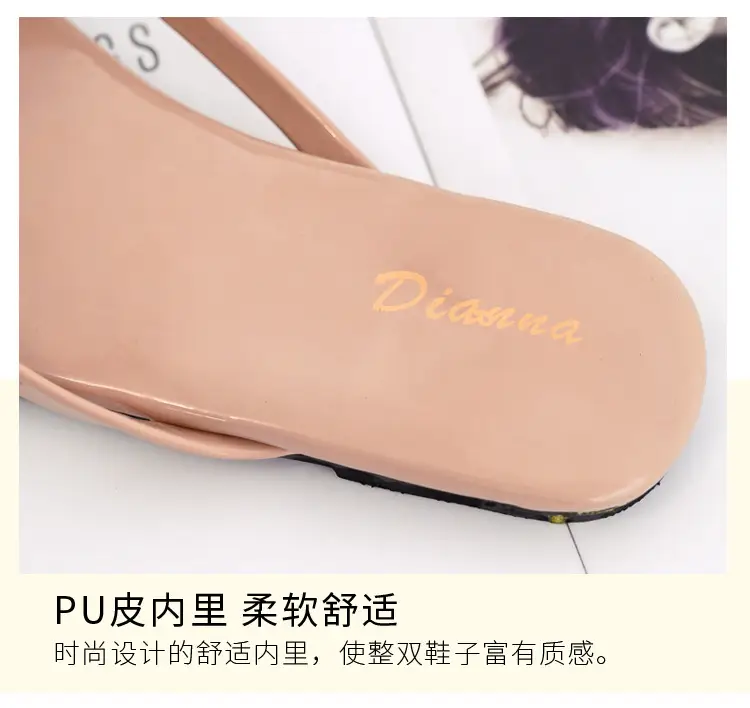 Women's Purple Square Toe Flip Flops Korean Style — feature 7