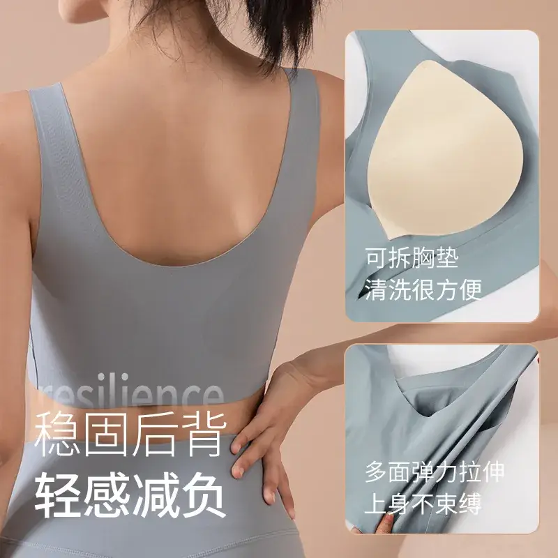 Women's Light Blue Push Up Sports Bra with V-Neck - Image 8