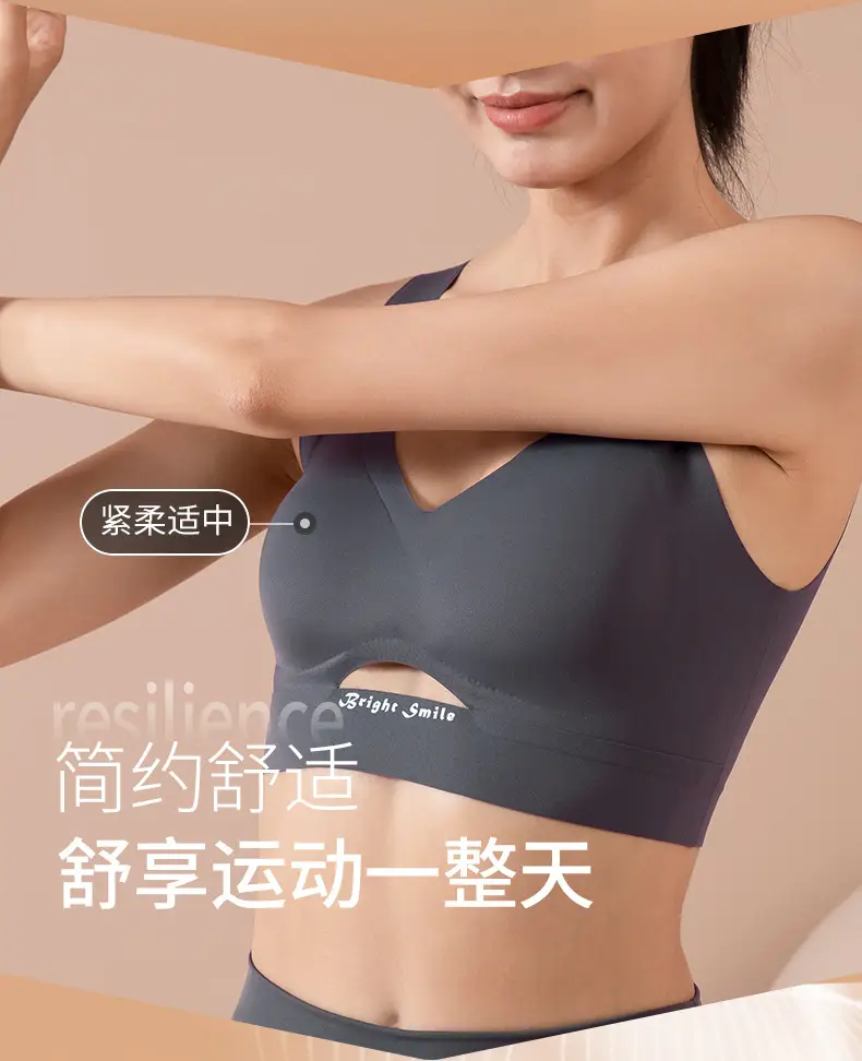 Women's Light Blue Push Up Sports Bra with V-Neck — feature 3