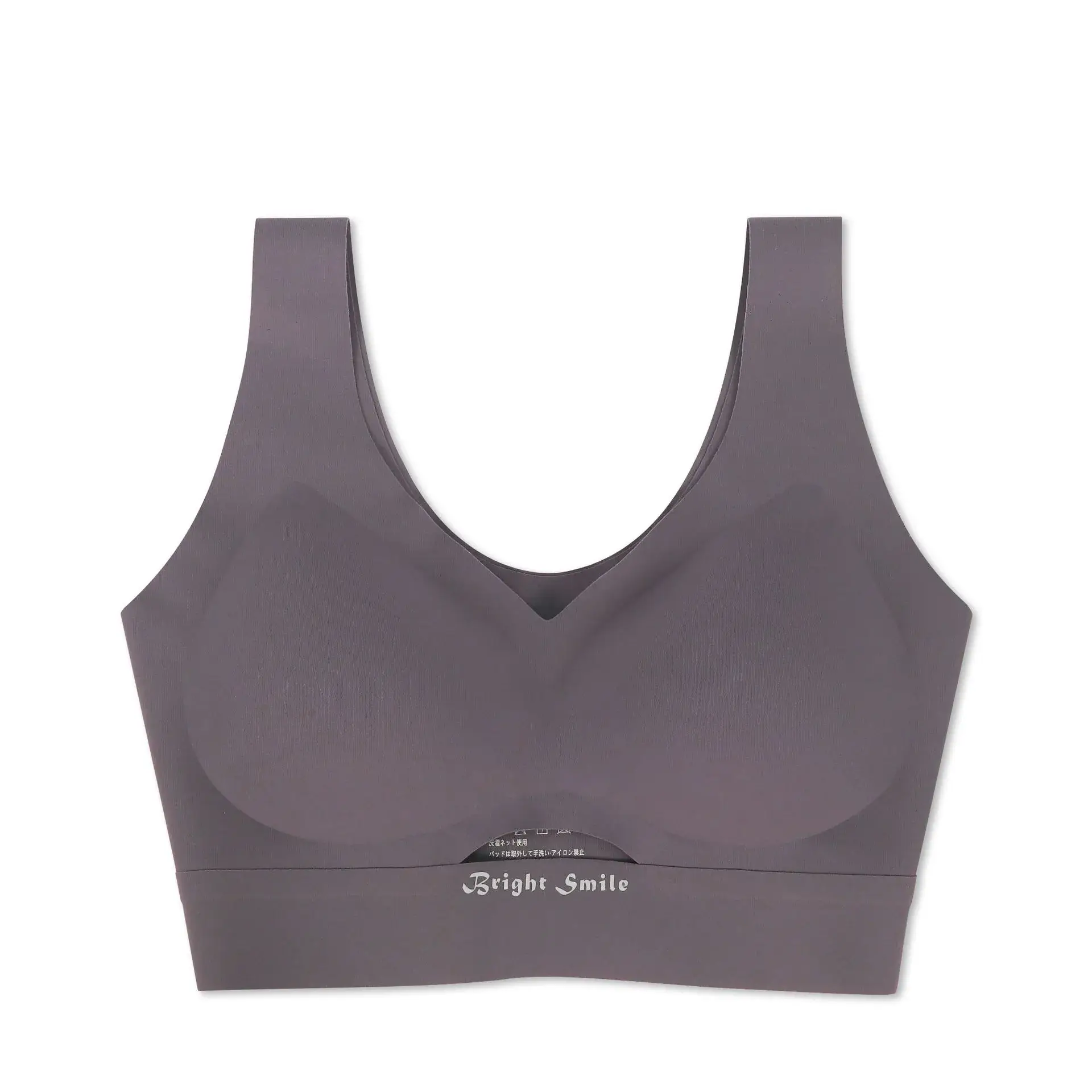 Women's Light Blue Push Up Sports Bra with V-Neck - Image 2