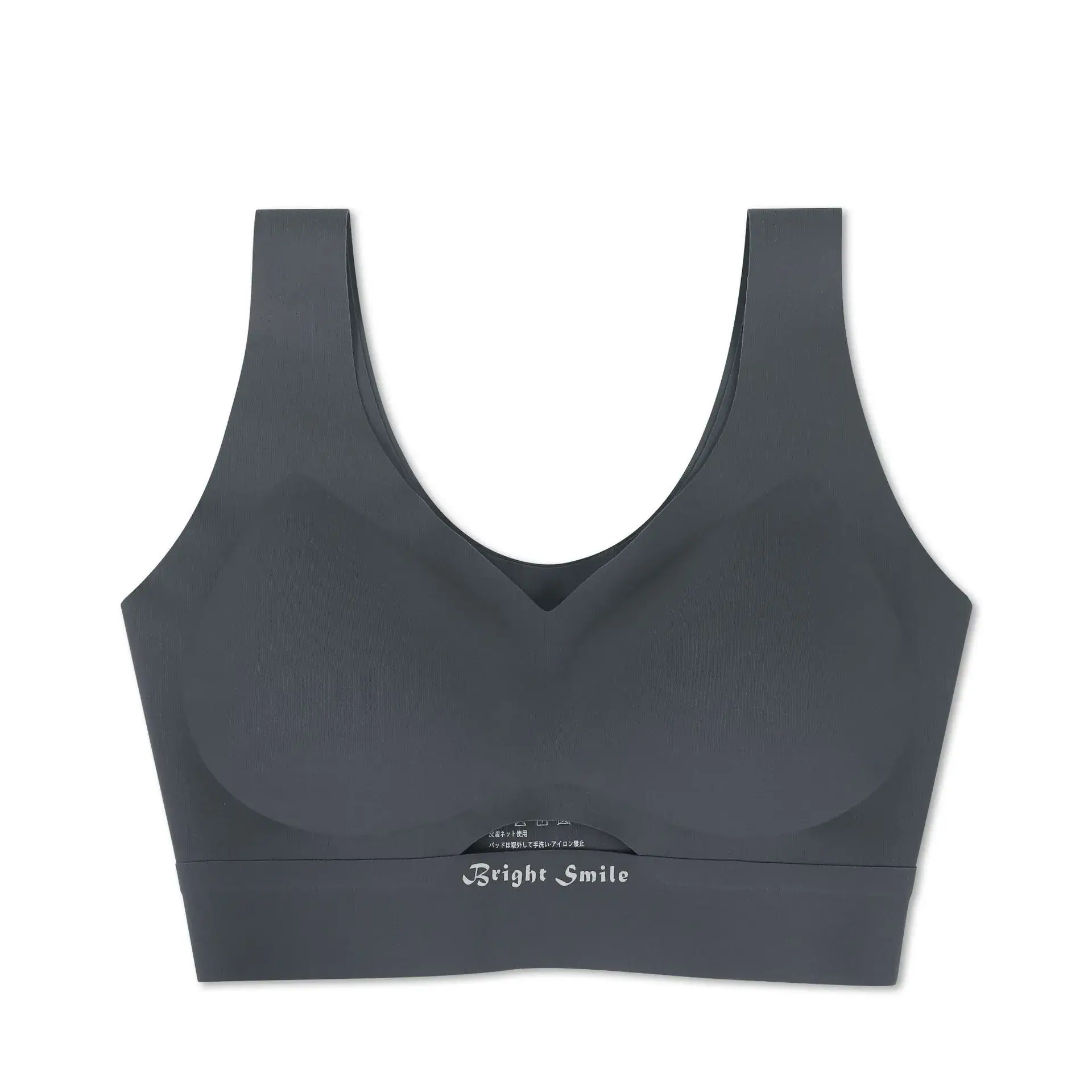 Women's Light Blue Push Up Sports Bra with V-Neck - Image 3