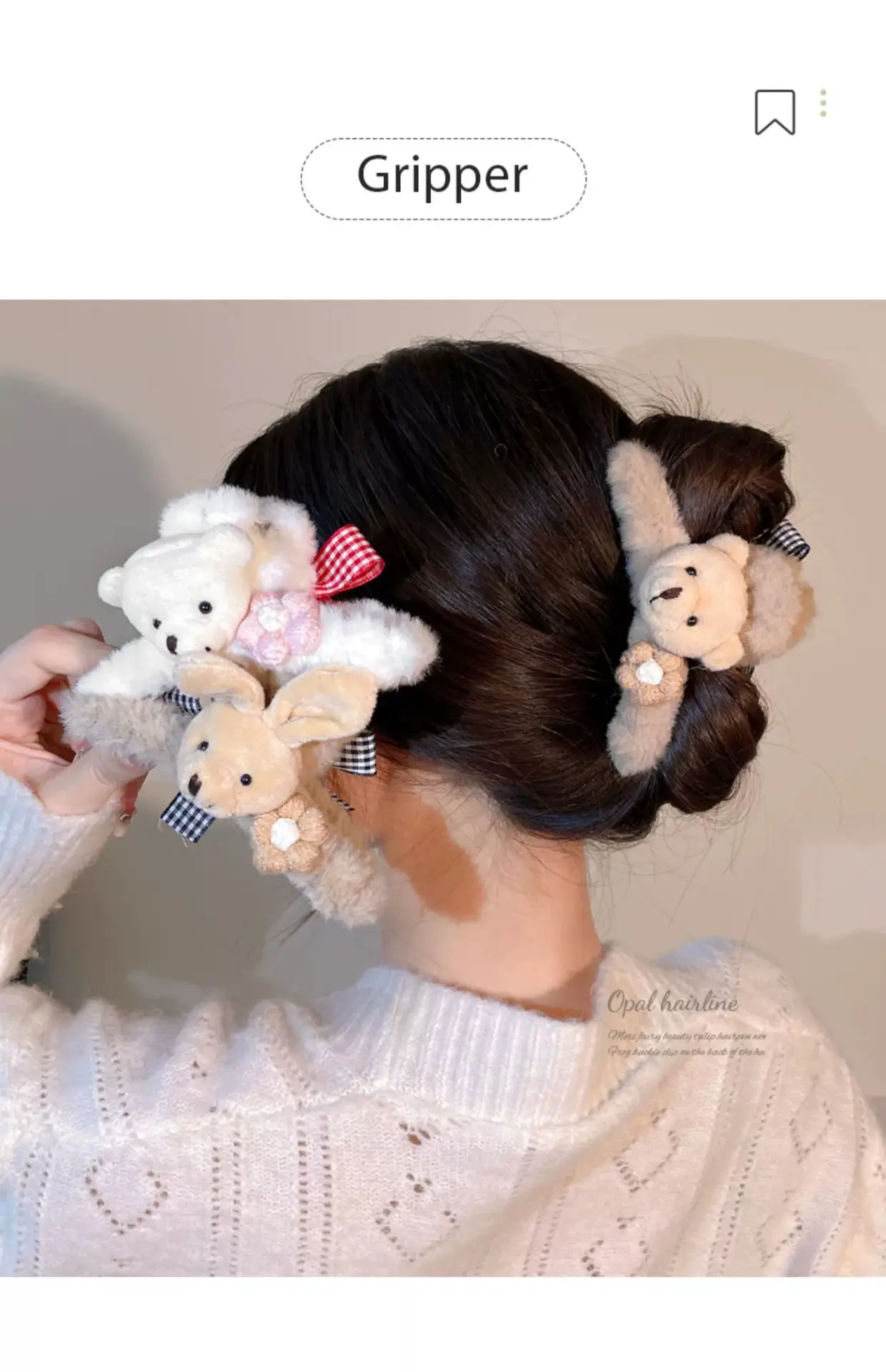 Autumn Bear Plush Hairpins with Bow Accessories — feature 1